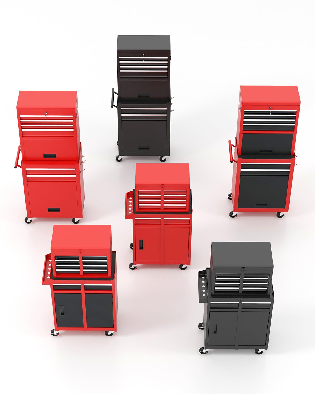 ARNOT 2-in-1 Rolling Tool Chest with 5 Drawers, Heavy-Duty Metal Tool Box with Wheels, Detachable Top Tool Box & Rolling Tool Cabinet for Garage, DIY (5-Drawers, Black)