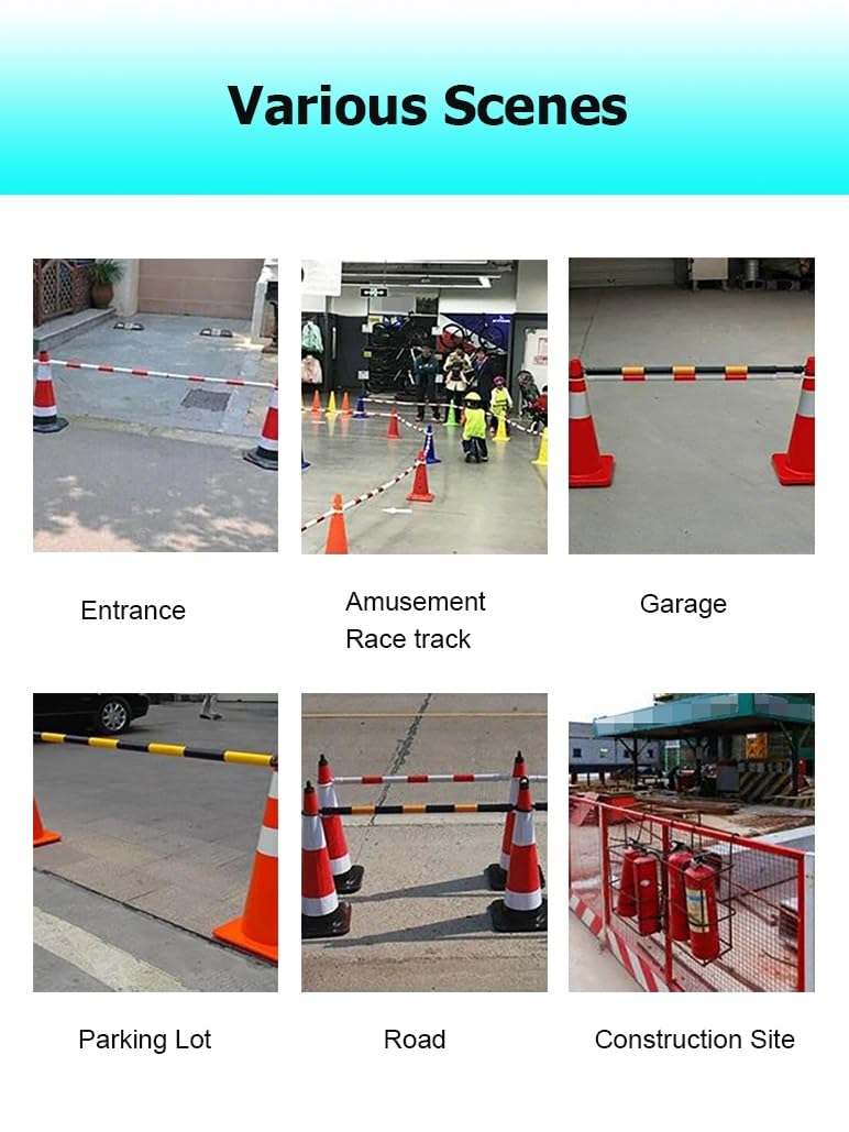 Retractable Cone Bar, 47"-79" Adjustable Traffic Safety Barrier, Lightweight Extendable Barricade for Construction, Events, and Outdoor Use - Portable Safety Solution(Red and White,4pcs)