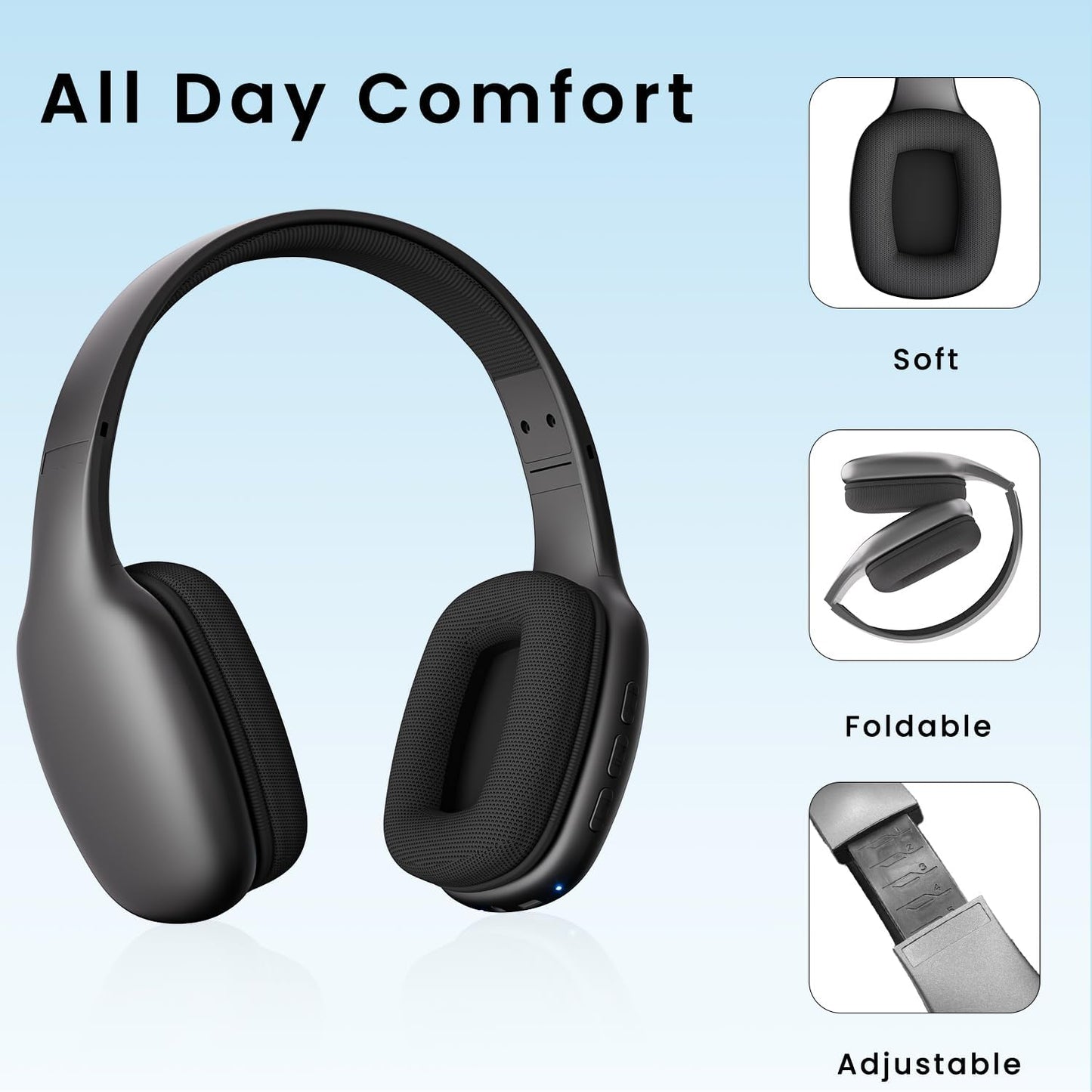 CIRICO BaseTone 5.3, 20H Wireless Over-Ear Headphones, Bluetooth Playtime, Deep Bass, Foldable Lightweight Design