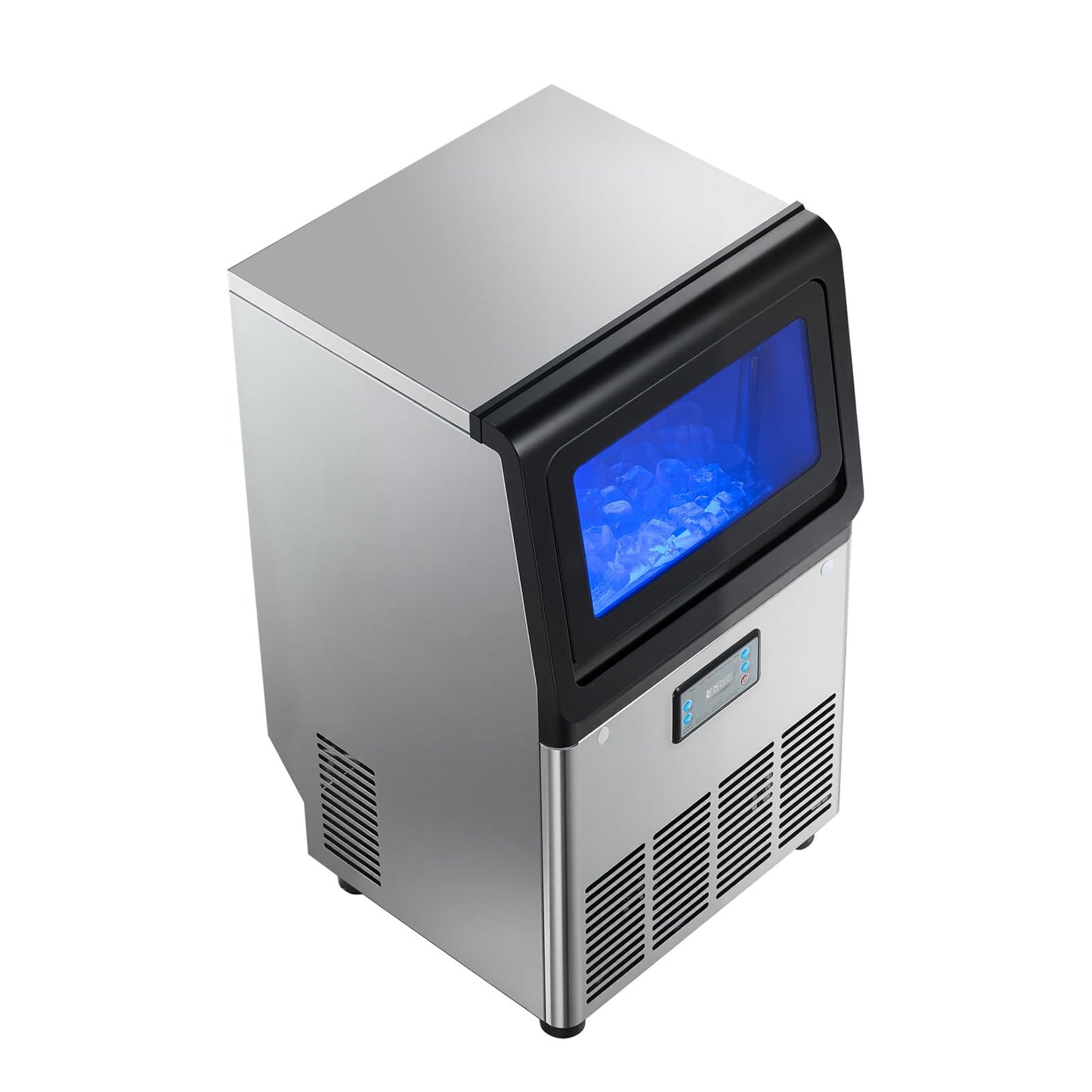 VEVOR Commercial Ice Maker Machine, 80 lbs/24h with 13 lbs Storage Capacity, Countertop/Freestanding/Under Counter, Stainless Steel Ice Maker with LED Display & Self-Cleaning, for Home Bar Restaurant