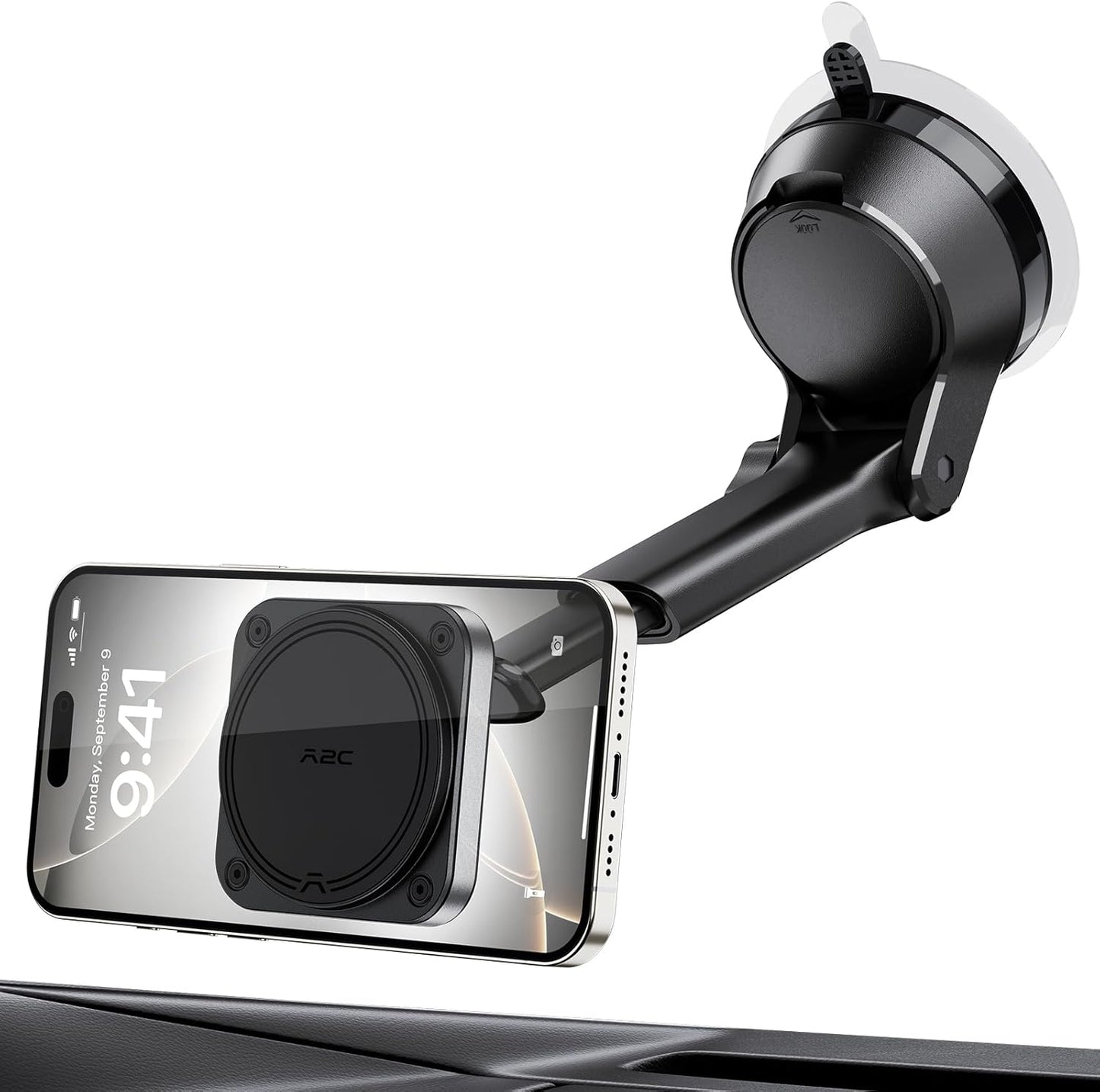 APPS2Car N55 12-17 Heavy Duty Magnetic Car Mount with Gel Suction Cup Industrial Magnetic Hold, Adjustable Telescopic