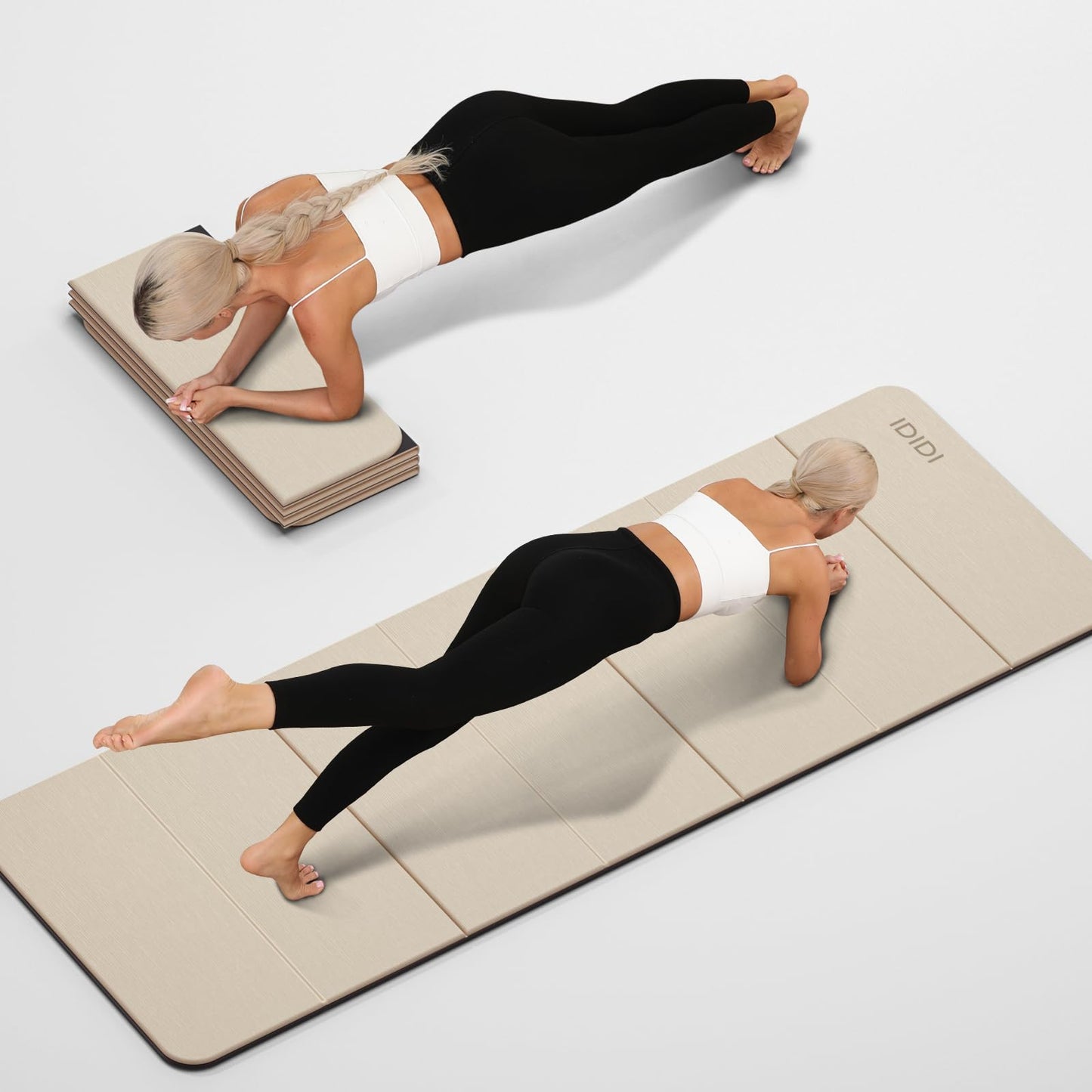 IDIDI Foldable Yoga Mat Extra Thick 0.32 Inches(8mm) - SGS Certified POE Material Exercise Mat, Non-Slip Design Fitness Mats, Multi-Purpose Workout Mats for Studio or Home Use