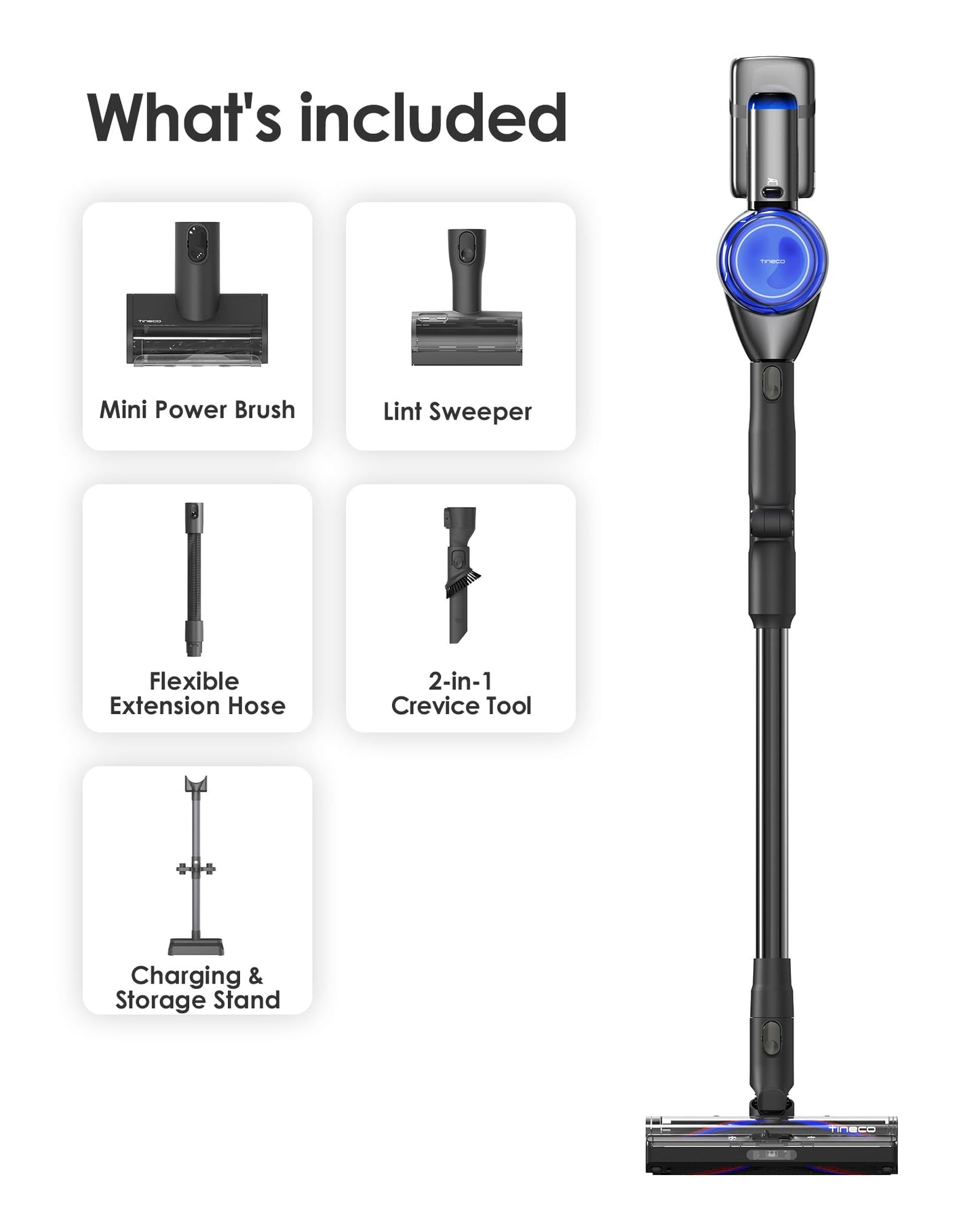 Tineco Pure ONE S70 Cordless Vacuum Cleaner, 200AW Powerful Suction, Up to 95min Runtime, Zero Tangle Brush,180° Foldable Tube, Stick Vacuum Cleaner for Pet Hair, Carpet & Hard Floor (Gray)