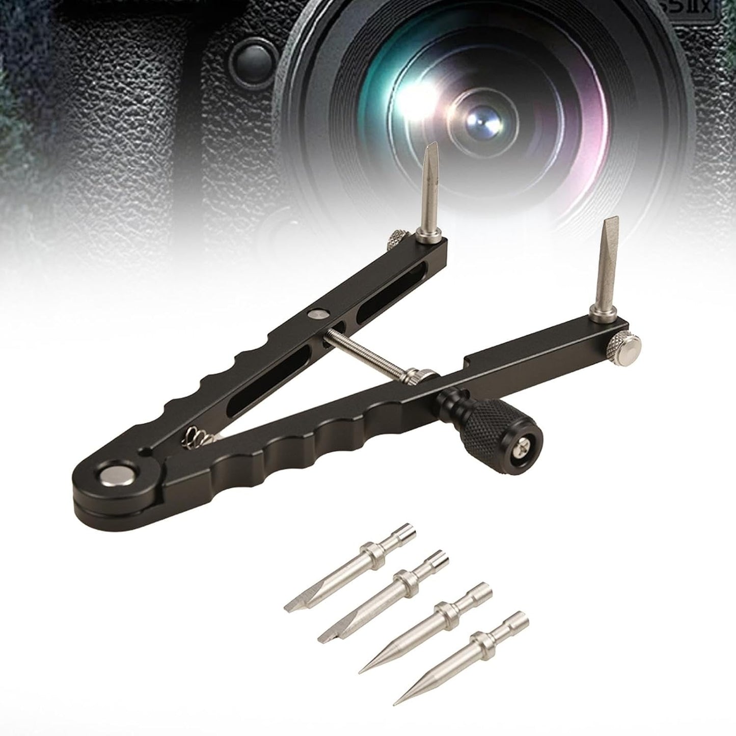 MagiDeal 10-90mm V Shaped Lens Opener Tool Kit Lens Repair Tool Aluminum Alloy with Opening Camera Lens Opener