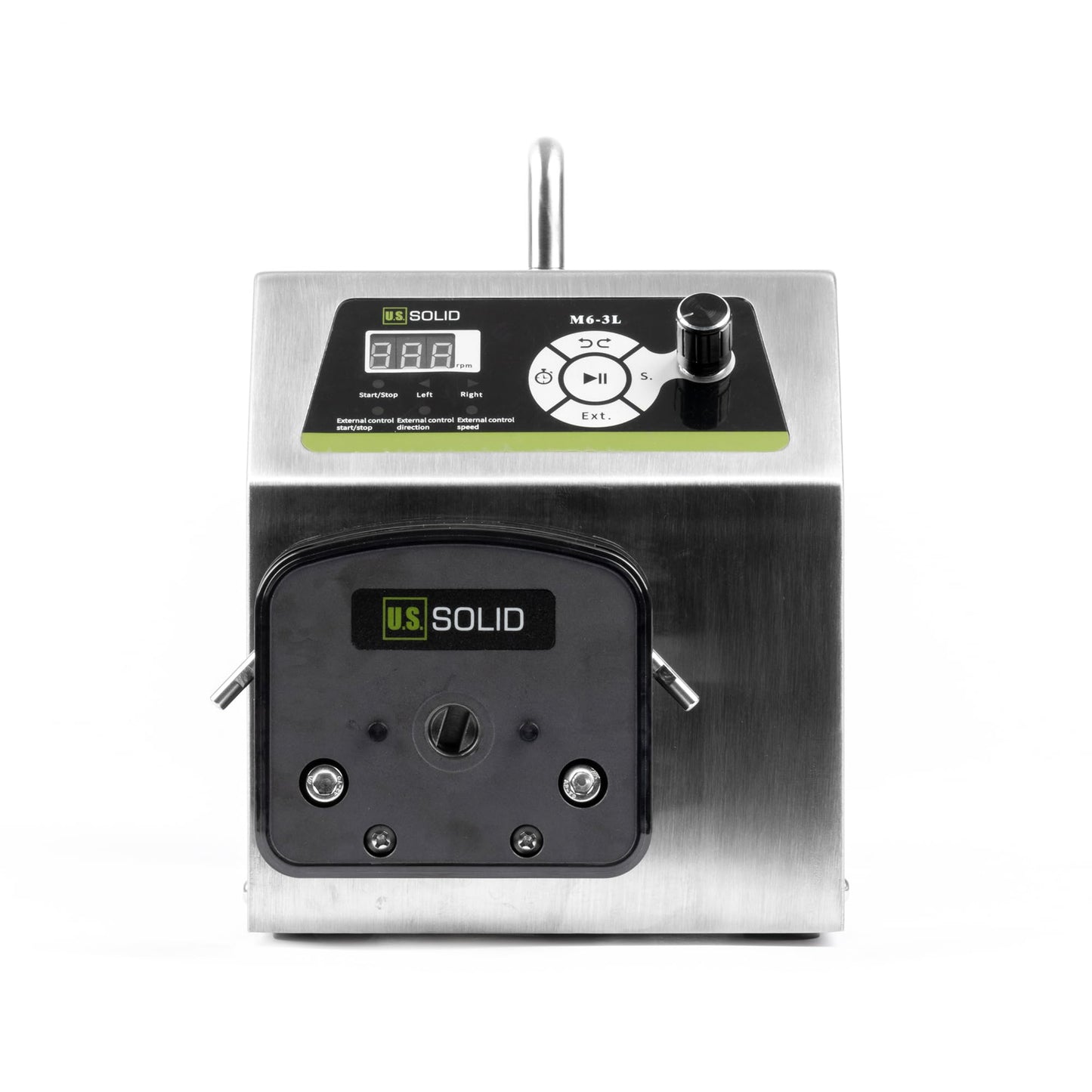 U.S. Solid Industrial Peristaltic Pump, 1-Channel 0.211-3600 mL/min, 0.1-600 RPM, RS232 Control, Servo Motor Dosing Pump with SS Housing, Includes 15# 24# 35# 36# Silicone Tubing & Connectors