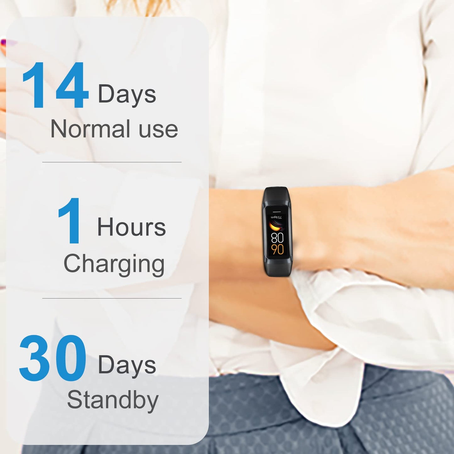 Zeacool Fitness Tracker with 24/7 Heart Rate, Blood Oxygen Blood Pressure Sleep Monitor, Activity Trackers 5 ATM Waterproof,Step Calorie Counter Pedometer Health Smart Watch for Women Men (Black)