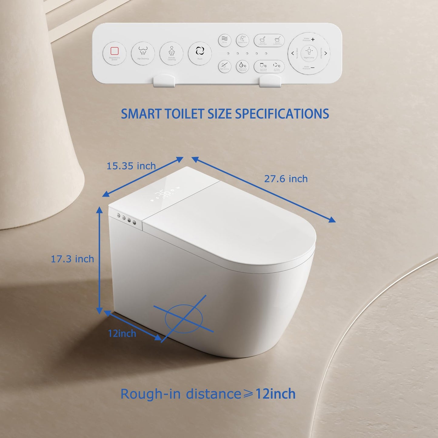 BONSAM Smart Toilet with Auto Open/Close Lid, Modern Toilet with Bidet Built In, Foam Shield, Auto Flush, Warm Water&Dryer, Self-Cleaning Heated Seat Toilet with Remote Control for Seniors & Families.