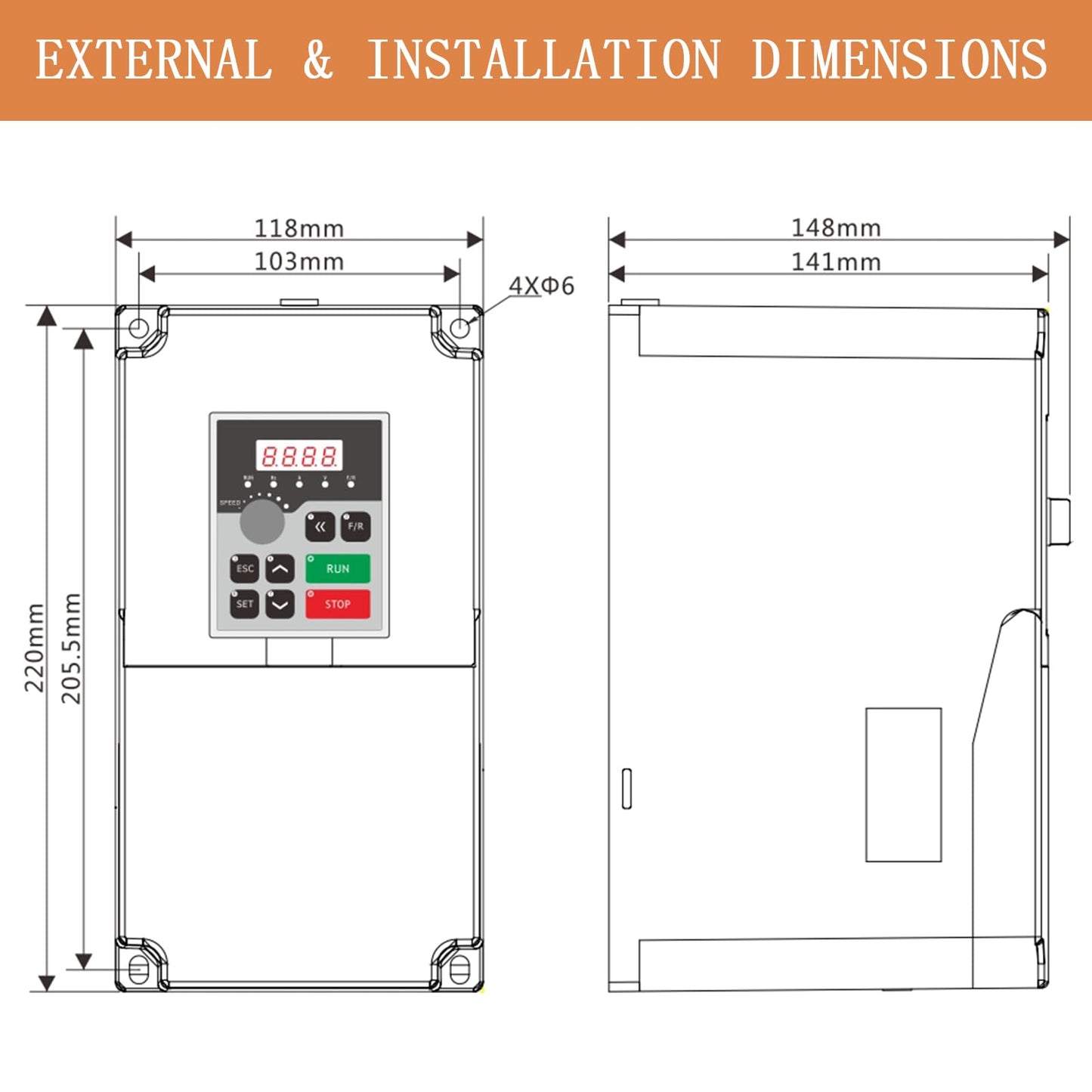 QNK 7.5KW 10HP 220V AC 33A VFD Converter Single to 3 Phase Inverter Variable Frequency Drive for CNC Spindle Motor Speed Controller