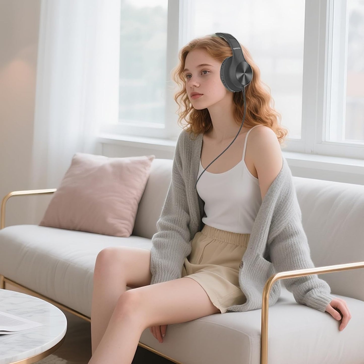 15/16/17, Cowyawn USB C Headphones Wired, Over Ear USB C Wired Headphones with Microphone, HD Stereo Sound, Volume