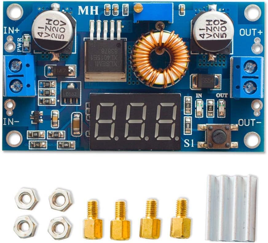 XL4015 5A 75W (1 Pack) Adjustable DC-DC Step Down Regulated Power Module with LED Voltmeter Digital Display Free