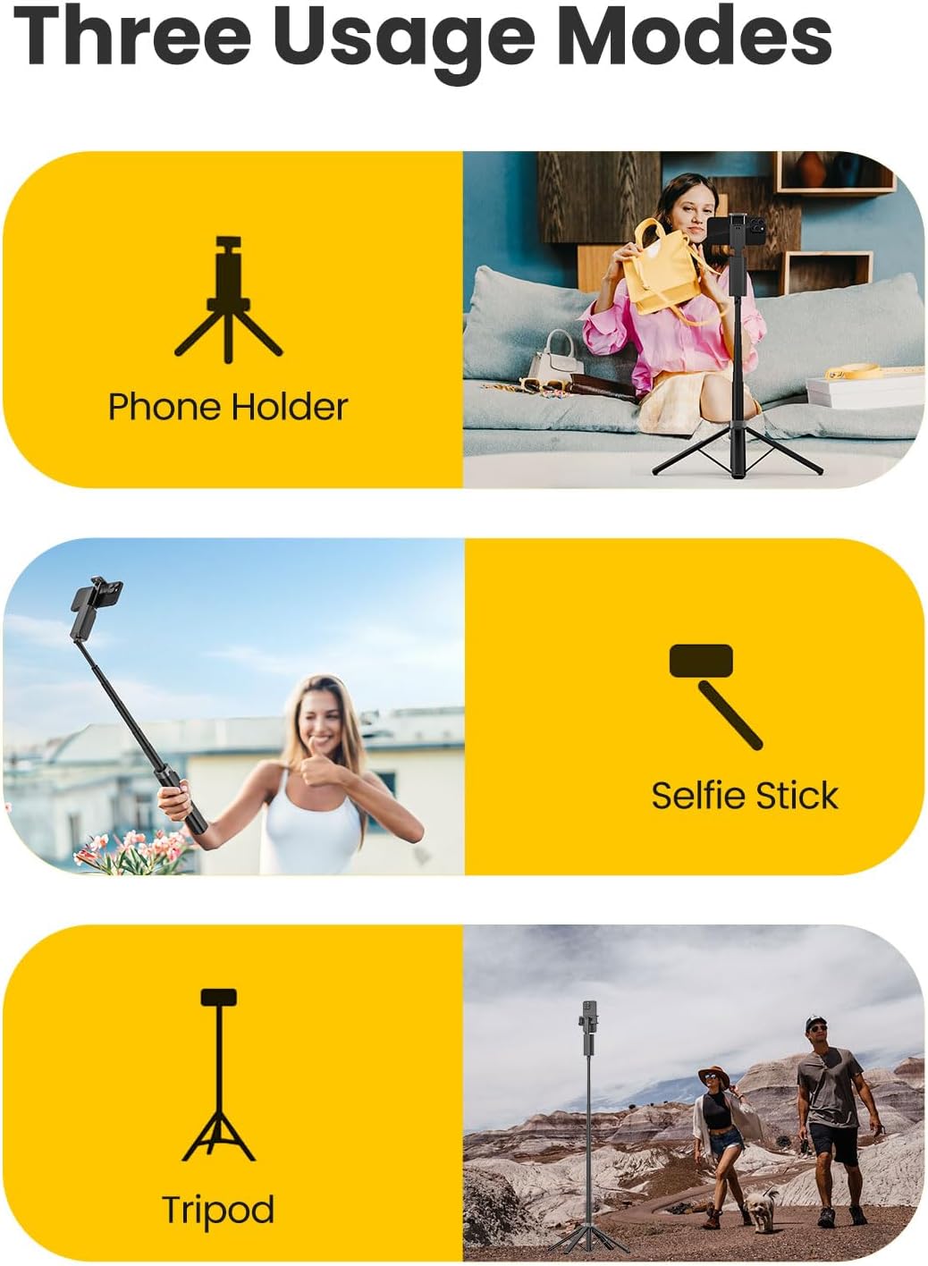 AOCHUAN Android,57'' 360 M3 Face Tracking Tripod for iPhone & Expandable Rotation Selfie Stick that Follows Your