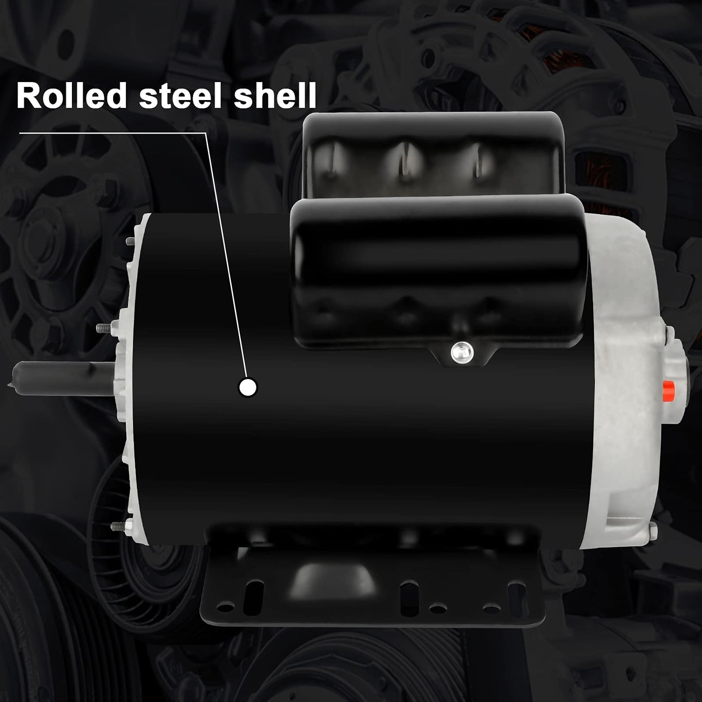 5 HP SPL Air Compressor Motor 3450RPM Single Phase Electric Motor 56 Frame 208-230V 5/8" Shaft Diameter ODP CCW Rolled Steel Shell