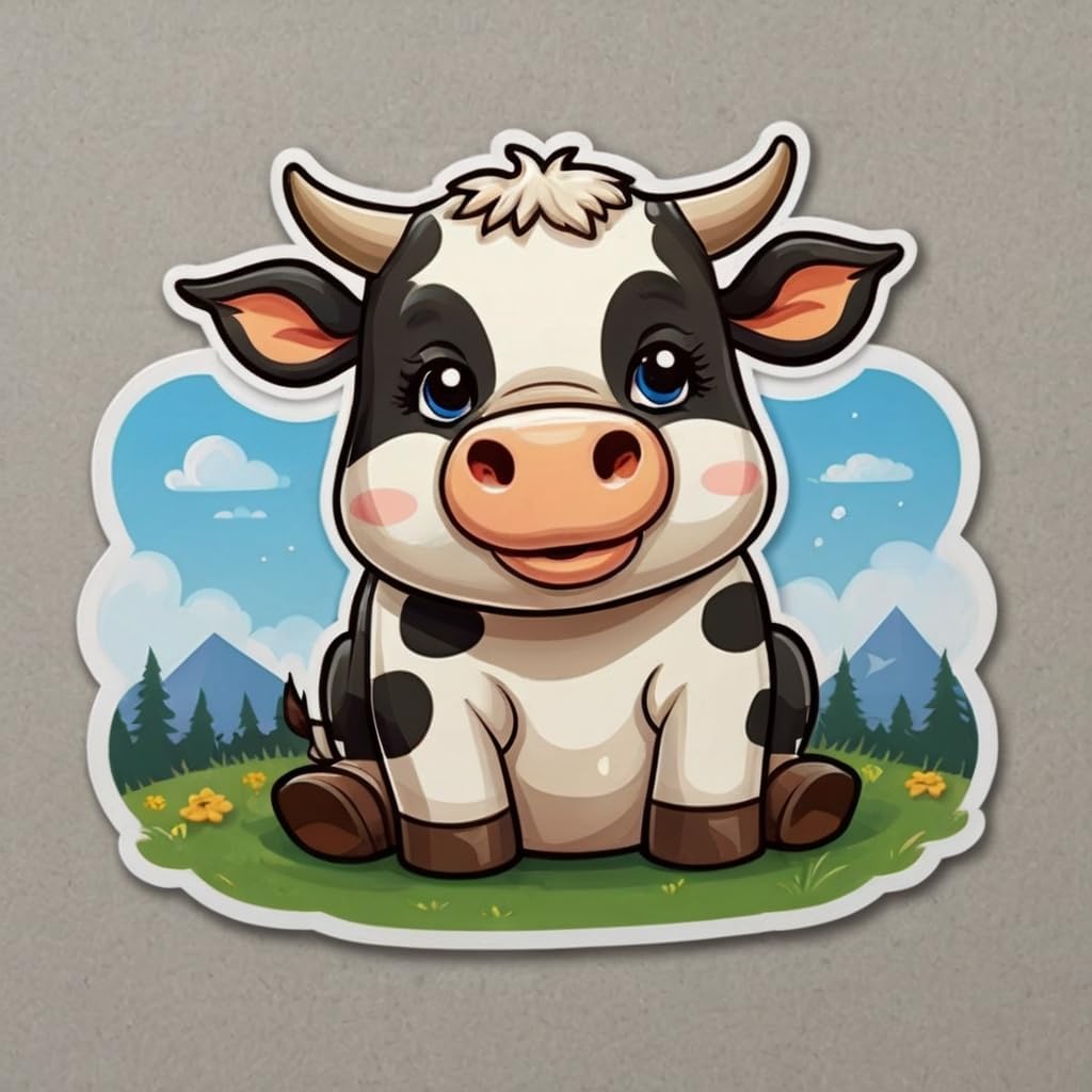 Acatalepsy Sticker 2in, 30) Cute Dairy Cow Stickers for Water Bottle Waterproof Vinyl Kawaii Animal Stickers for Laptop