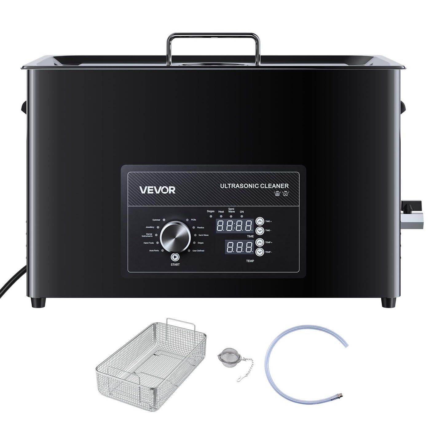VEVOR 30L Ultrasonic Cleaner, Professional Ultrasonic Cleaner Machine with Knob Control, Stainless Steel Cleaning Machine with Basket and Cleaning Ball, for Watches, Razors, Jewelry, Coins and More