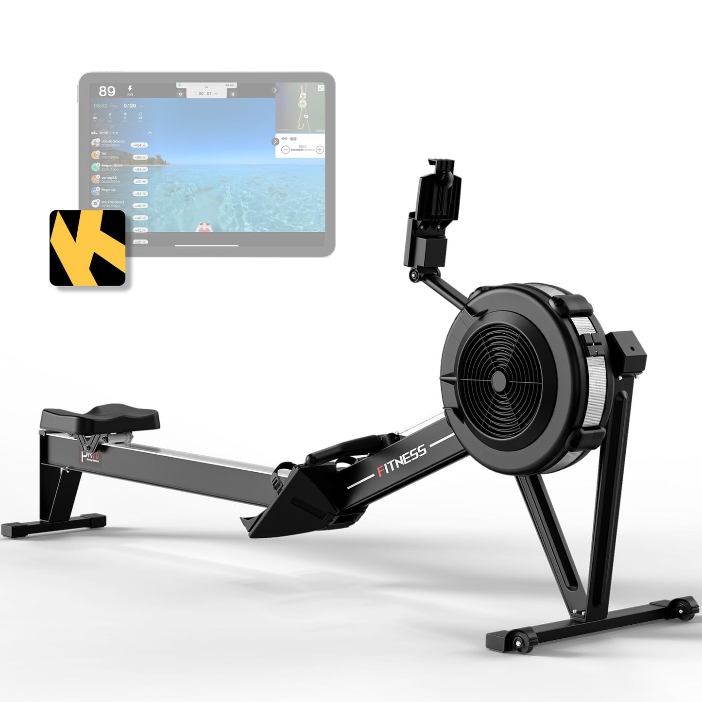 PASYOU Air Rowing Machine for Home,10-Level Resistance 350lbs Rower Machine,Foldable Row Machines Commercial with 54in Rail and Bluetooth Backlit Monitor, Adjustable Tablet Holder PR70