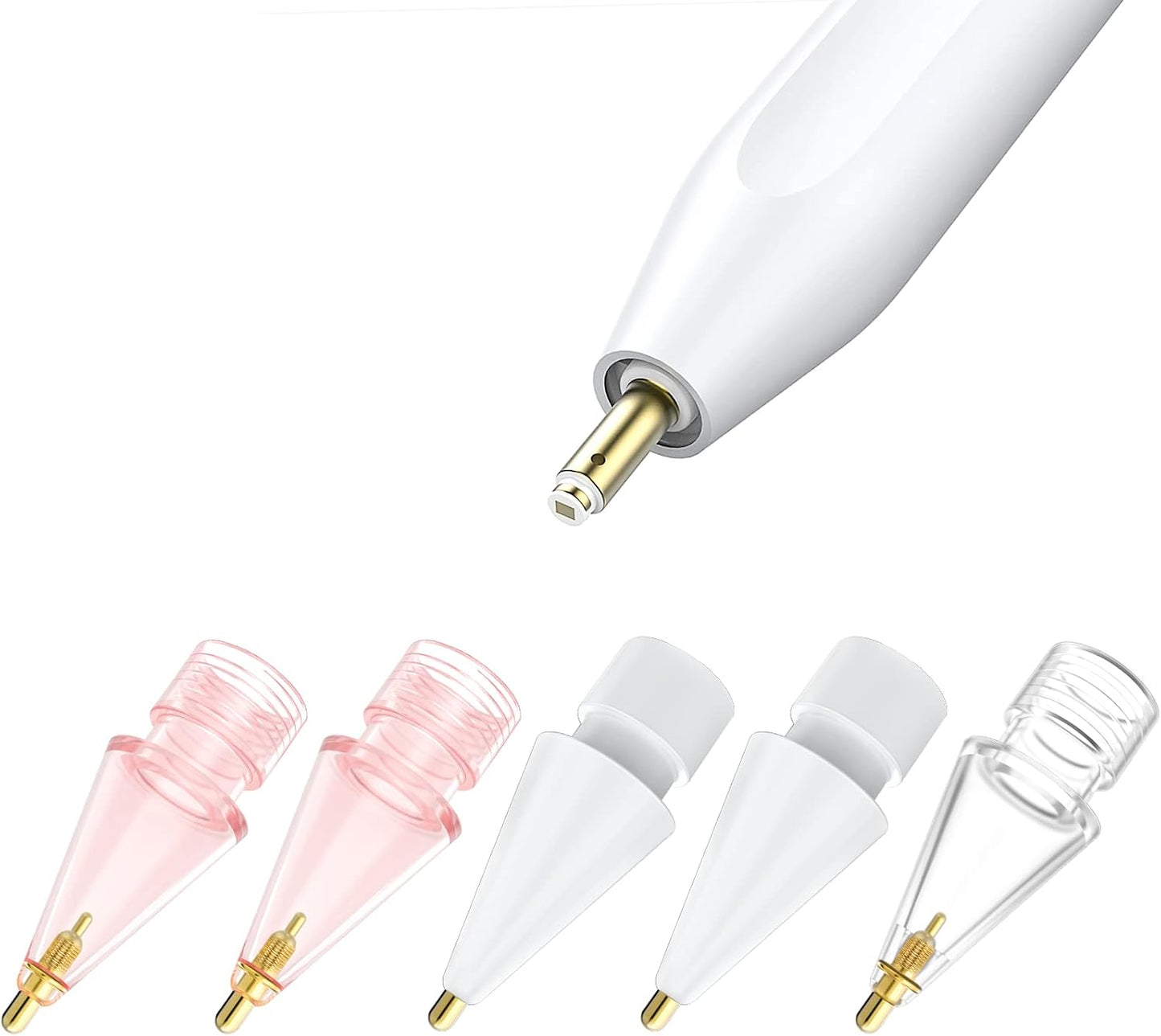 BOBEN 5 Pack 2nd 1st Clear Pencil Tips for Apple Pencil Generation and Generation Fine Point Metal Tip, Wear-Resistant