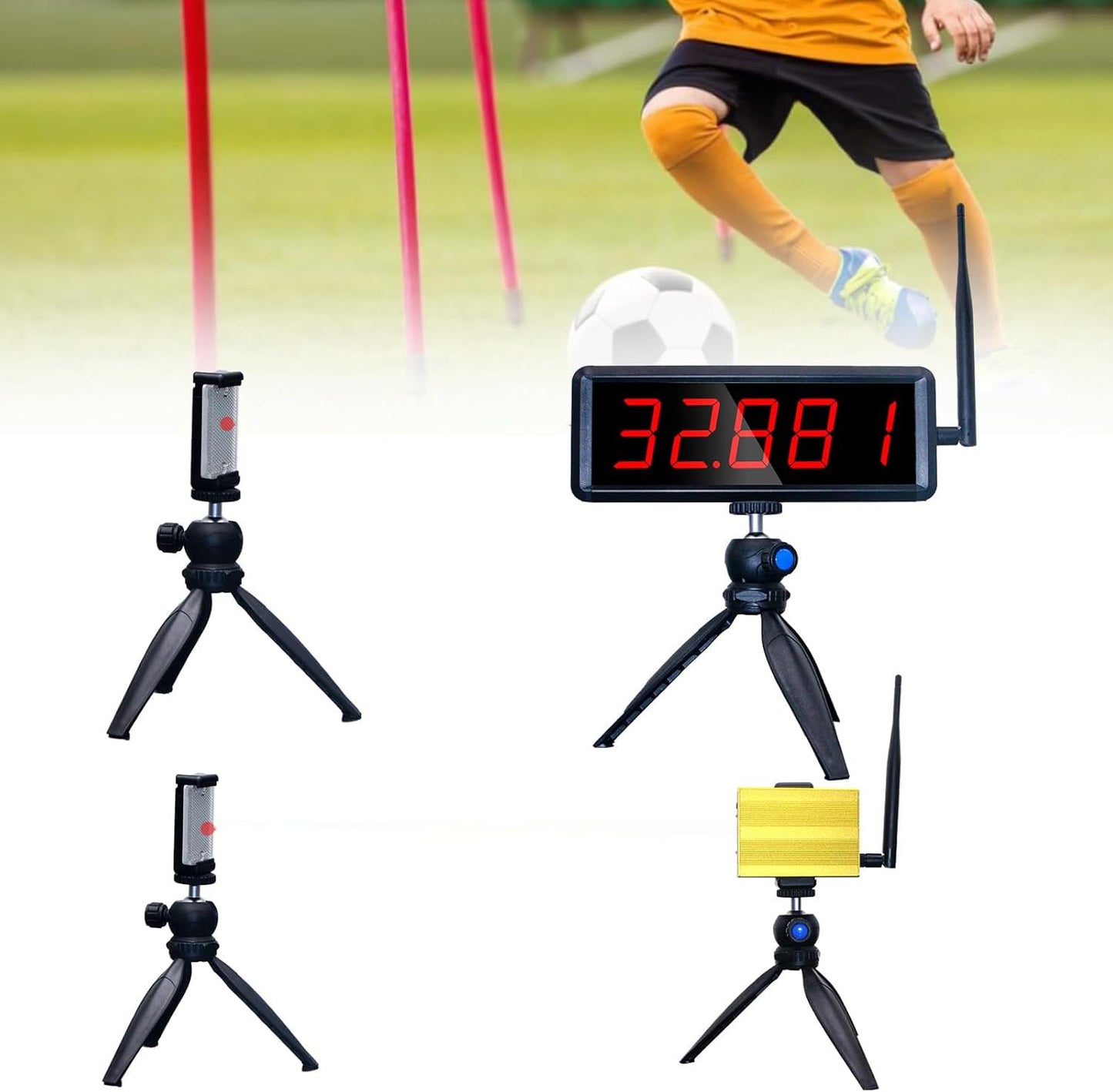 Ousmile Wireless Laser Timer for Sprints, Stopwatch for Track 40 60 Yard Dash, Laser Sprint Timer System, Race Clock for Running/Track Field/Speed Tranning