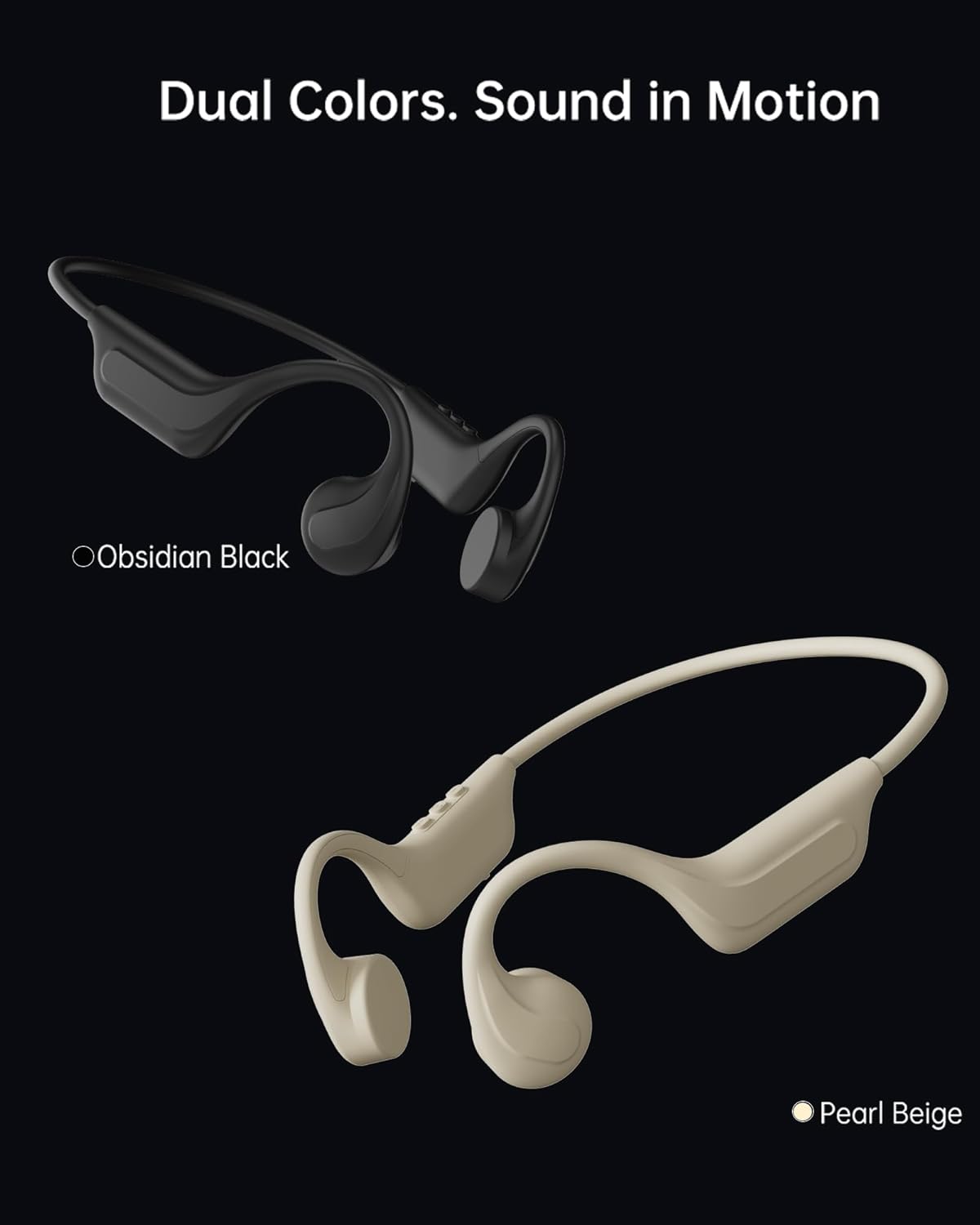 Vonlaxi 3 6.0 IP65 Bone Conduction Headphones Open Ear, EQ Modes Bluetooth with Mic, Anti-Leak Directional HD Audio