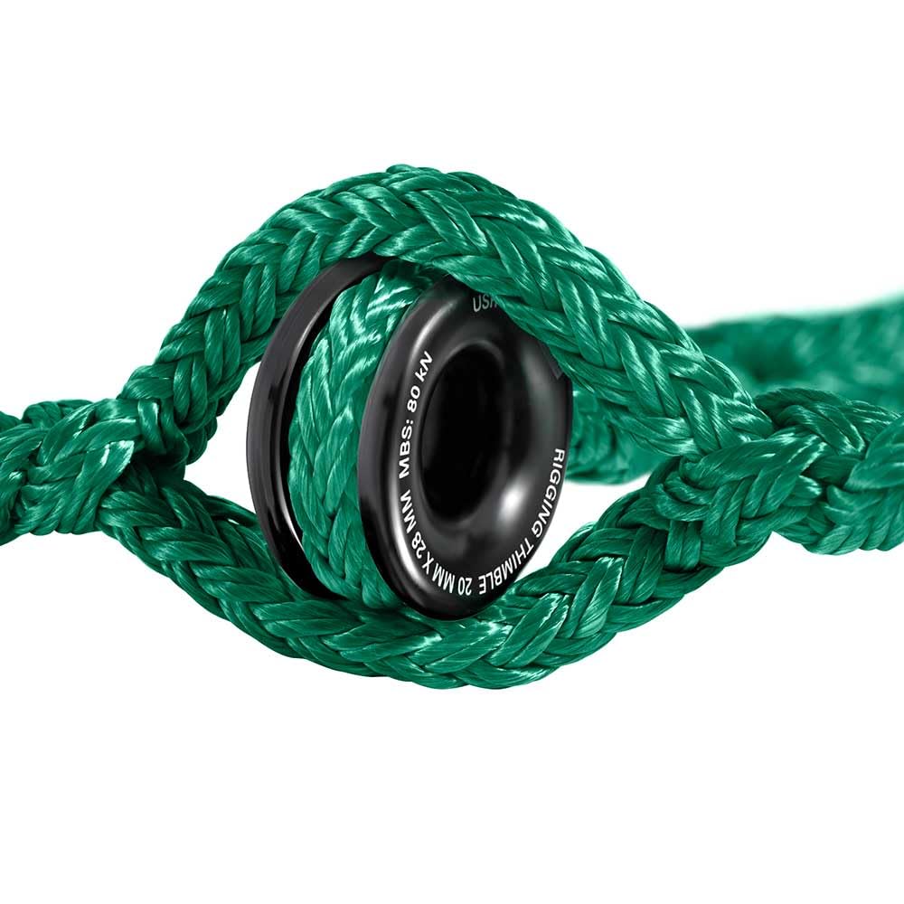Pelican Rope Arborist Sling, USA Made 3/4" 10 FT Adjustable Rigging Block Sling with Aluminum Ring - Single-Head, 20,000 LBS MBS / 2,000 LBS WLL, 12 Strand Green Polyester, Tree Climbing Gear