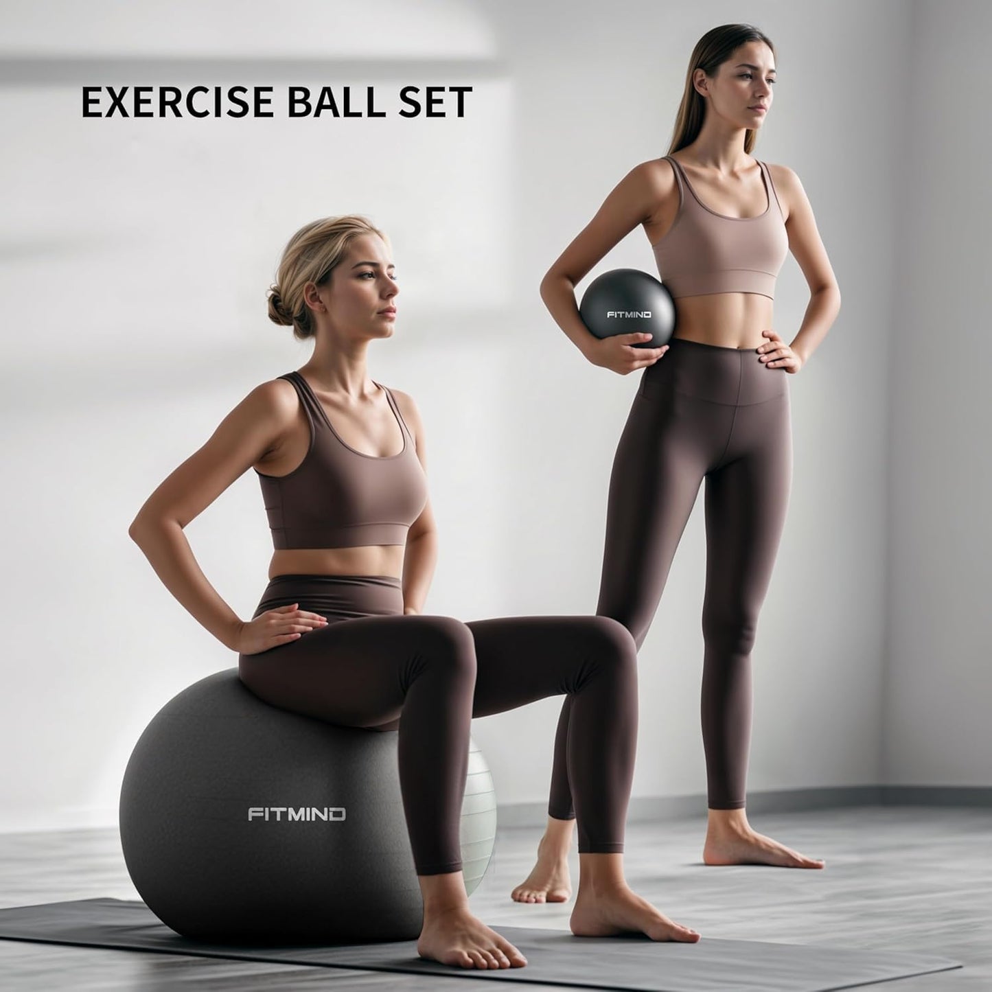 FITMIND Yoga Ball set-55cm&25cm(Black)