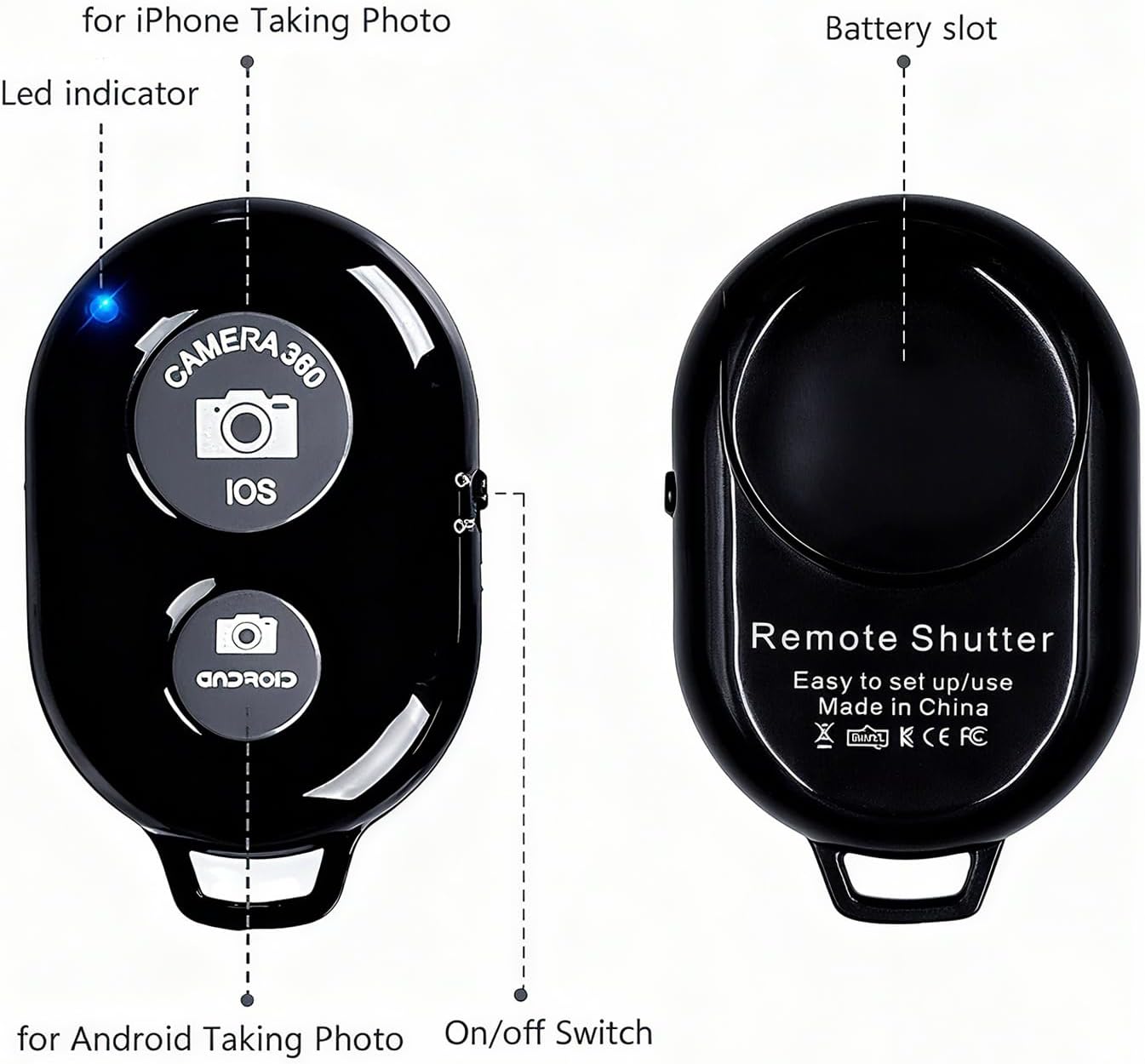 EszkozTA Cellphone Remote Shutter for Smartphones and Tablets, AOQIYUE Wireless Camera Remote Control Compatible