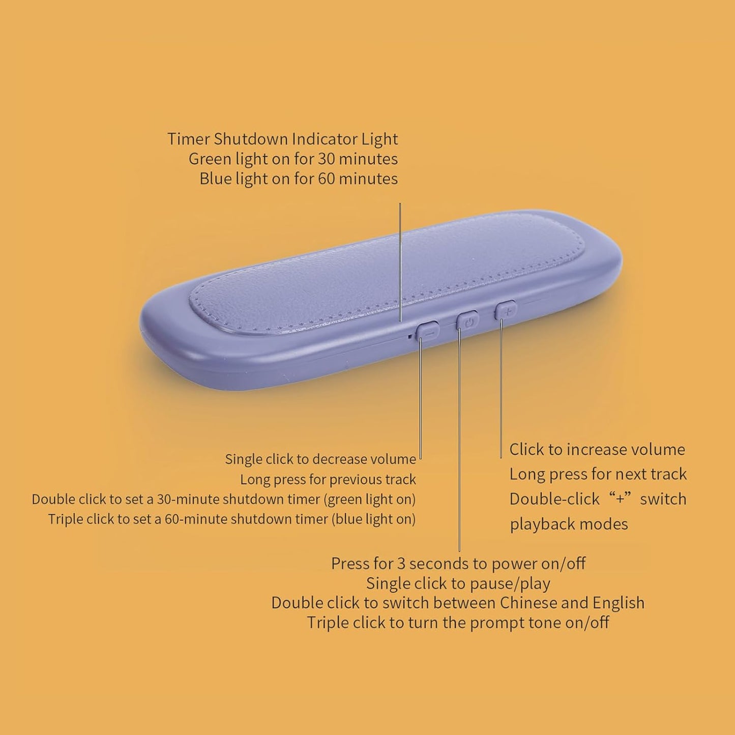VBESTLIFE Pillow Speaker for Sleeping, Mini Bone Conduction Bluetooth Under Pillow Speaker, Sleep Timer, for Side
