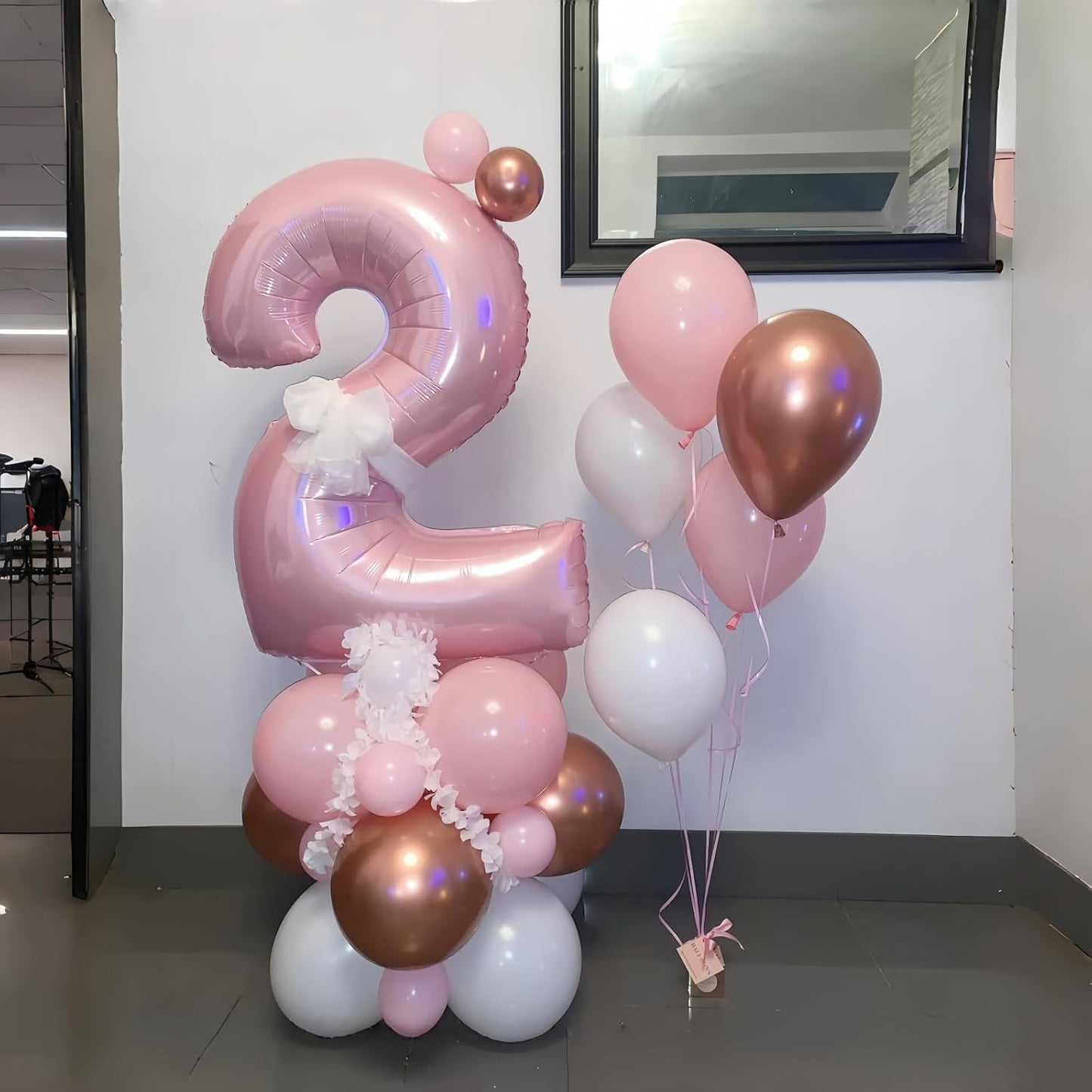 Skiennix 40-Inch Pastel Pink Number 2 Balloon - Large Foil Helium Balloon for 2nd Birthday & Graduation Celebrations