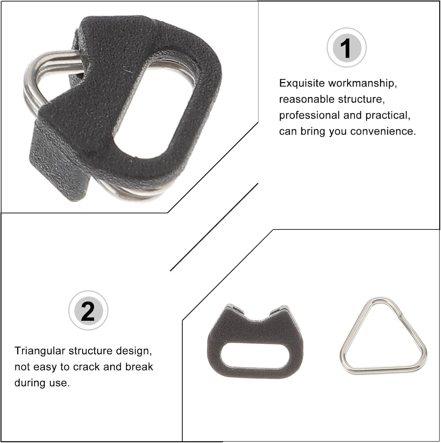 4 Sets Metal Triangle Split Ring Hooks for Camera Straps with Brackets, Heavy-Duty Triangle Ring Hooks for Mirrorless