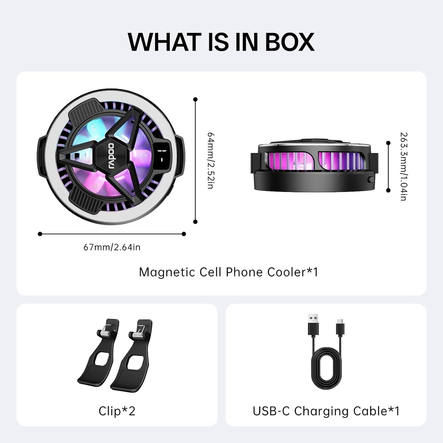 MC05 15W Rapoo Phone Cooler for Gaming and Streaming, Semiconductor Cooling Technology, Low-Noise, Magsafe Wireless