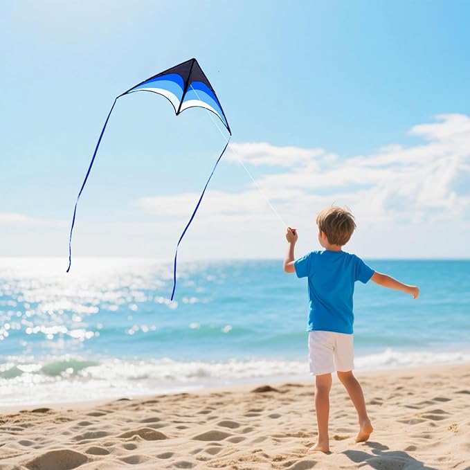 Delta Kite for Kids and Adults, Easy to Fly, Nylon Fabric with String Handle, Outdoor Beach Park Activities