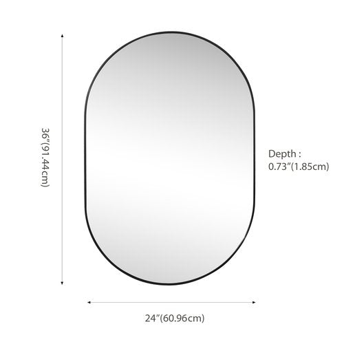 JONATHAN Y MIR202A Milly 24 in. W x 36 in. H Medium Oval Metal Framed Wall Mirror, for Bathroom, Living Room, Bedroom, Black
