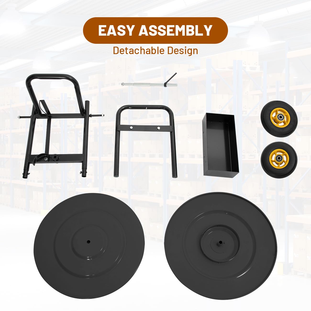 biosp Heavy Duty Strapping Cart Dispenser with Wheels, Portable Strapping Dispenser Banding Cart with Built-in Tray, Strapping Trolley for Packaging Poly/Plastic Steel/Fibre 16'' Core Size, Black
