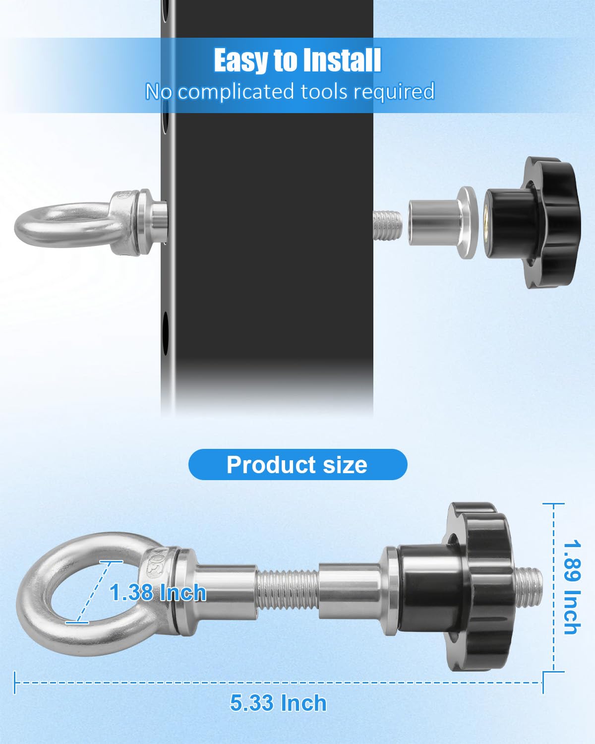 JUFZQO Power Rack Attachments Fit 2" x 2" or 3" x 3" Racks with 1/2" Holes, Heavy-Duty Stainless Steel O-Ring Attachment with Quick-Connect Buckles, Versatile Band Pegs for Strength Training, 2 PCS