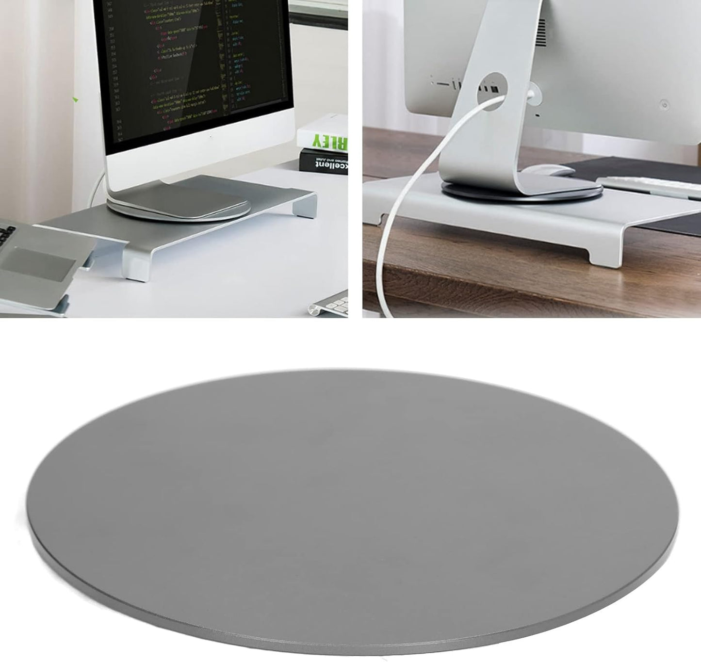 MUNEFE Swivel Monitor Stand, Aluminum Alloy Monitor Turntable Stand, Turntable Desin Lazy Stand for Laptop Poed Pls