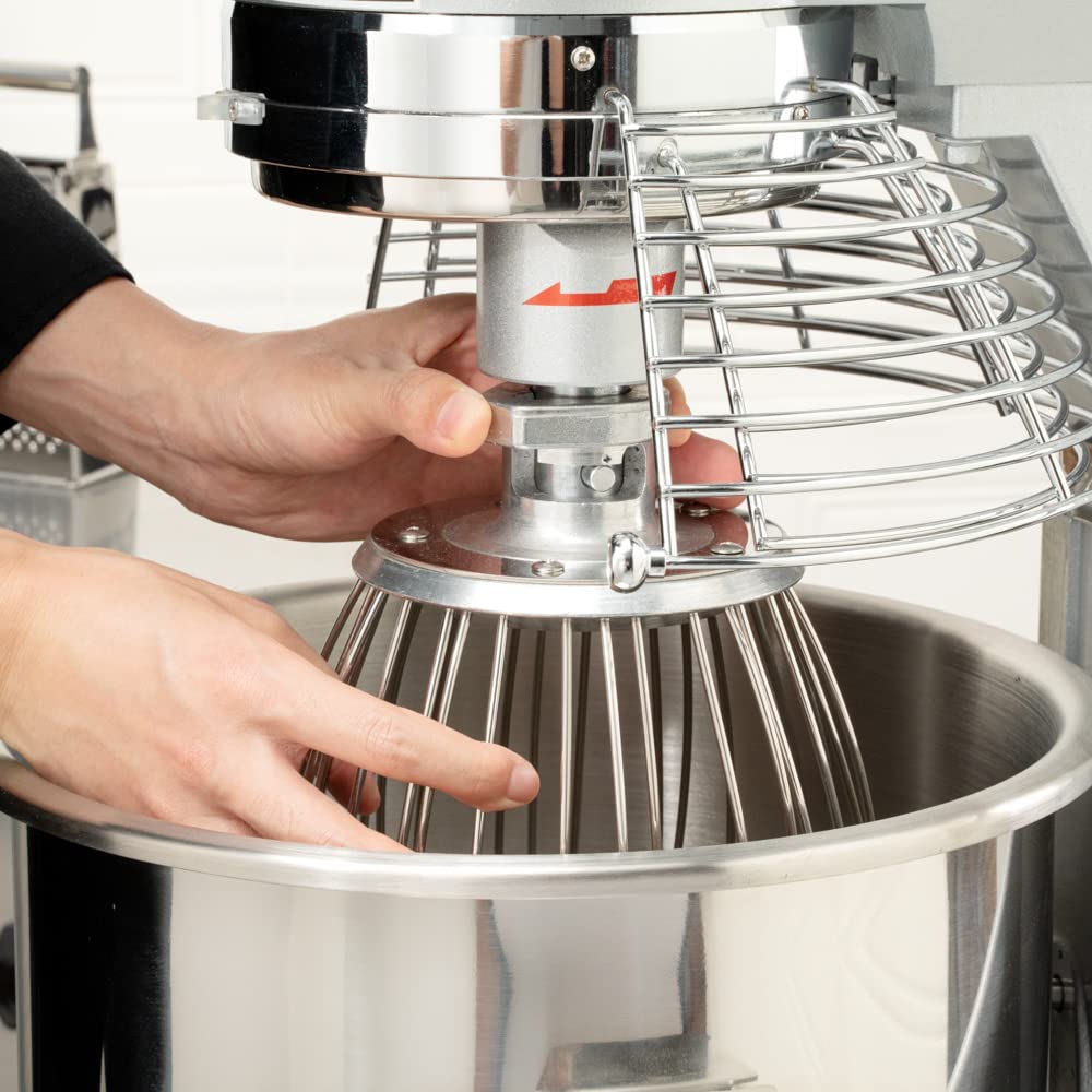 Restaurantware Hi Tek 10.6-Qt Planetary Mixer 1 No-Slip Feet Countertop Mixer - 3-Speed Removable Guard Silver Aluminum Cake Dough Mixer 110V/60Hz Includes Dough Hook Whisk & Beater
