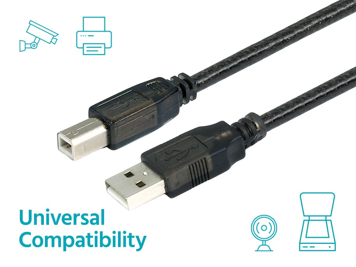 2.0 28/24AWG, 33 Monoprice USB Extension Cable - USB Type-A to USB Type-B, Male to Male, Active, Feet, Black
