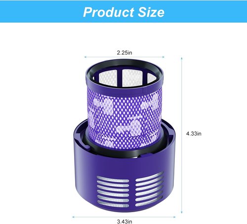 Dyson Vacuum Filter Replacement - Compatible with V10 Series | 4-Pack for Optimal Performance