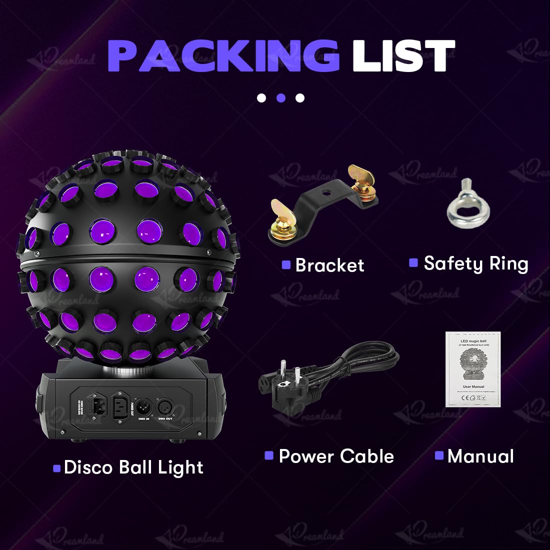 MOKA SFX LED Moving Head Sphere Light 6-in-1 RGBWA+UV Infinite 360° Rotating Magic Ball Effect Light with DMX512, Sound Active for DJ, Club, Party, Wedding, Stage Disco Lighting