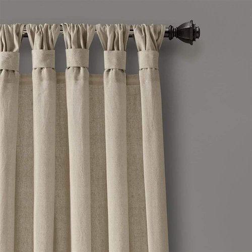 Lush Decor Burlap Knotted Tab-Top Window Curtain Panel Pair, 45"W x 84"L, Dark Linen
