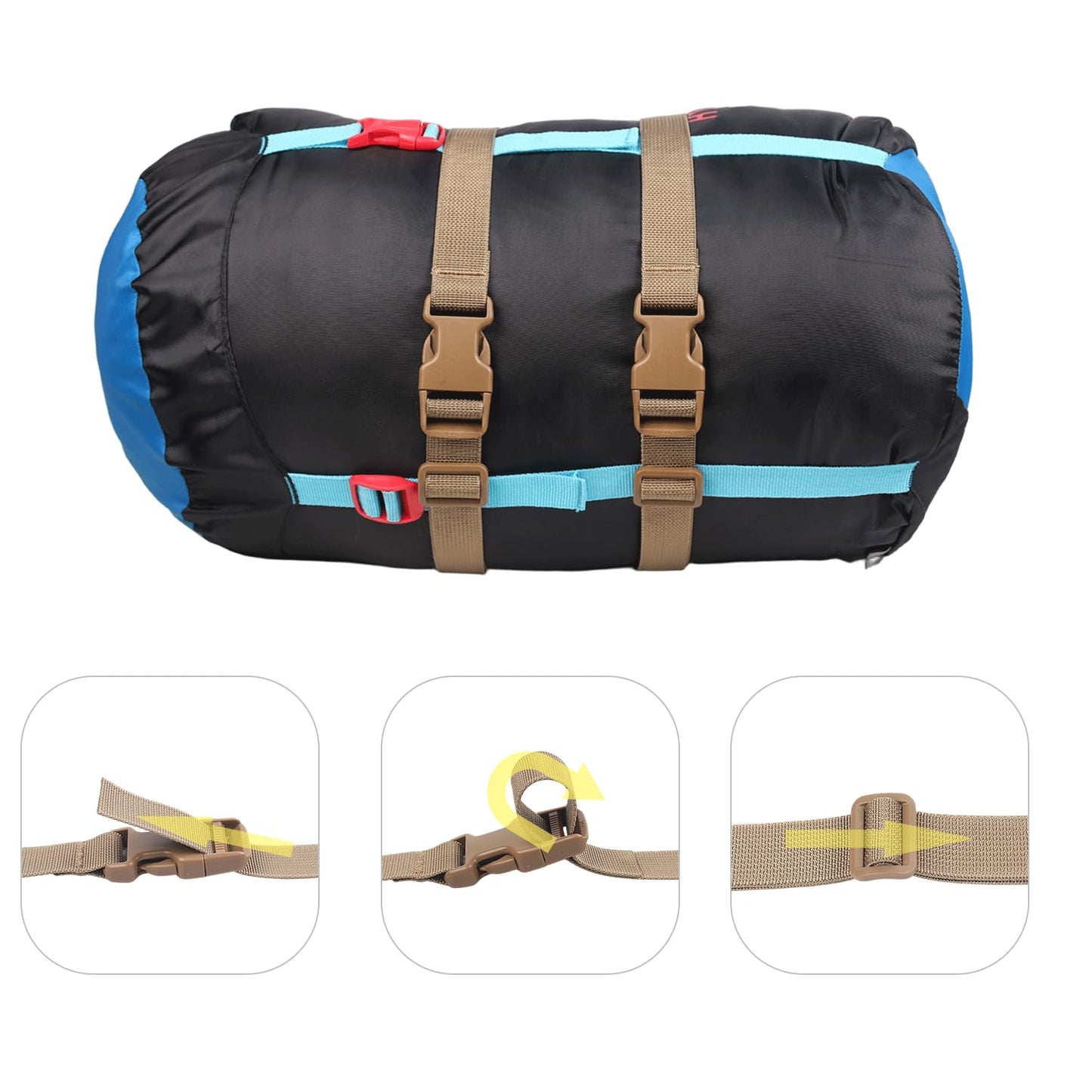XTACER Backpack Accessory Strap Luggage Straps Cover Strap Sleeping Bag Strap with Buckle (TAN - Release Buckle Straps (4-Pack))
