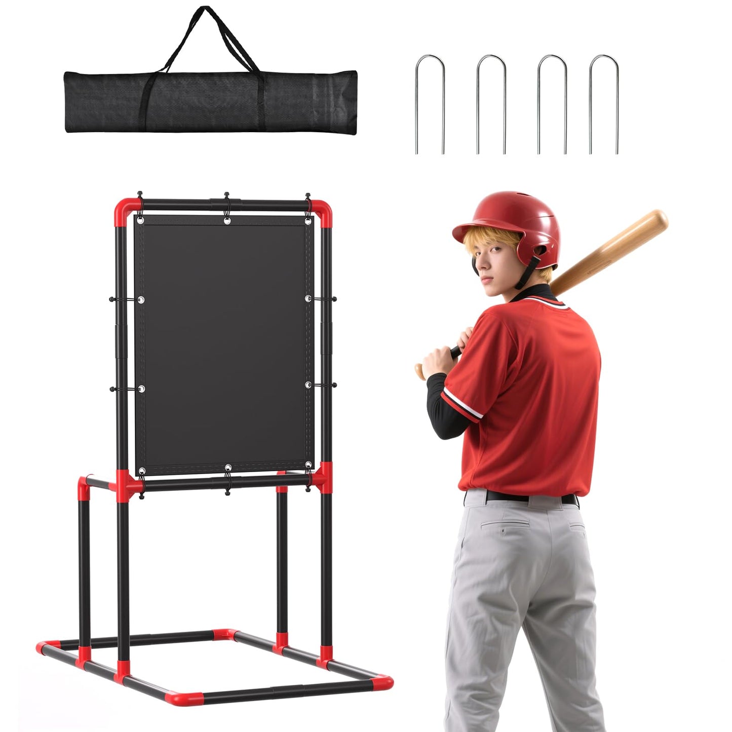 Olpchee Baseball Strike Zone Target for Plastic Balls Compatible with Wiffle Ball and Blitzball Pitching Training Strike Zone Target Set Up and Assemble Easily(Black)