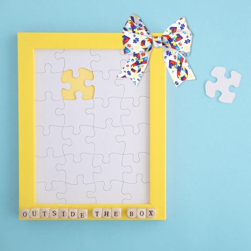 Autism Awareness Wired Ribbon - 2 Rolls of 10 Yards | 2.5 Inch Puzzle Piece Design for DIY Crafts & Decorations
