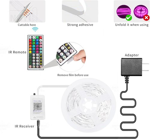 KSIPZE 100ft LED Strip Lights - RGB Music Sync Color Changing with Smart App Control | Flexible Home Décor