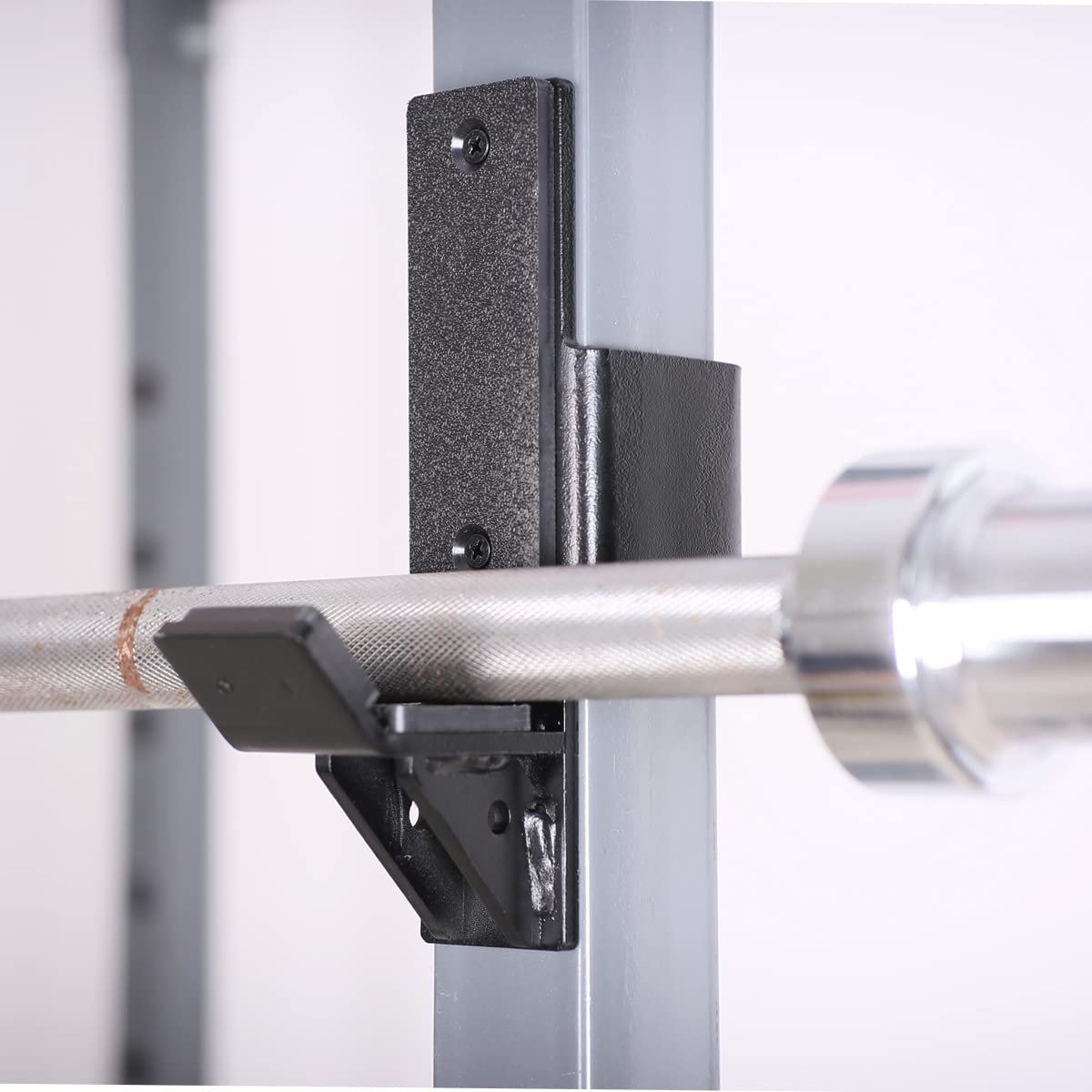 SYL Fitness J-Hooks for Squat/Power Rack - Available in 2"x2" and 3"x3", Heavy Duty J-Cups Barbell Holder with UHMW Pads (For 2"x2" Rack with 1" Hole)