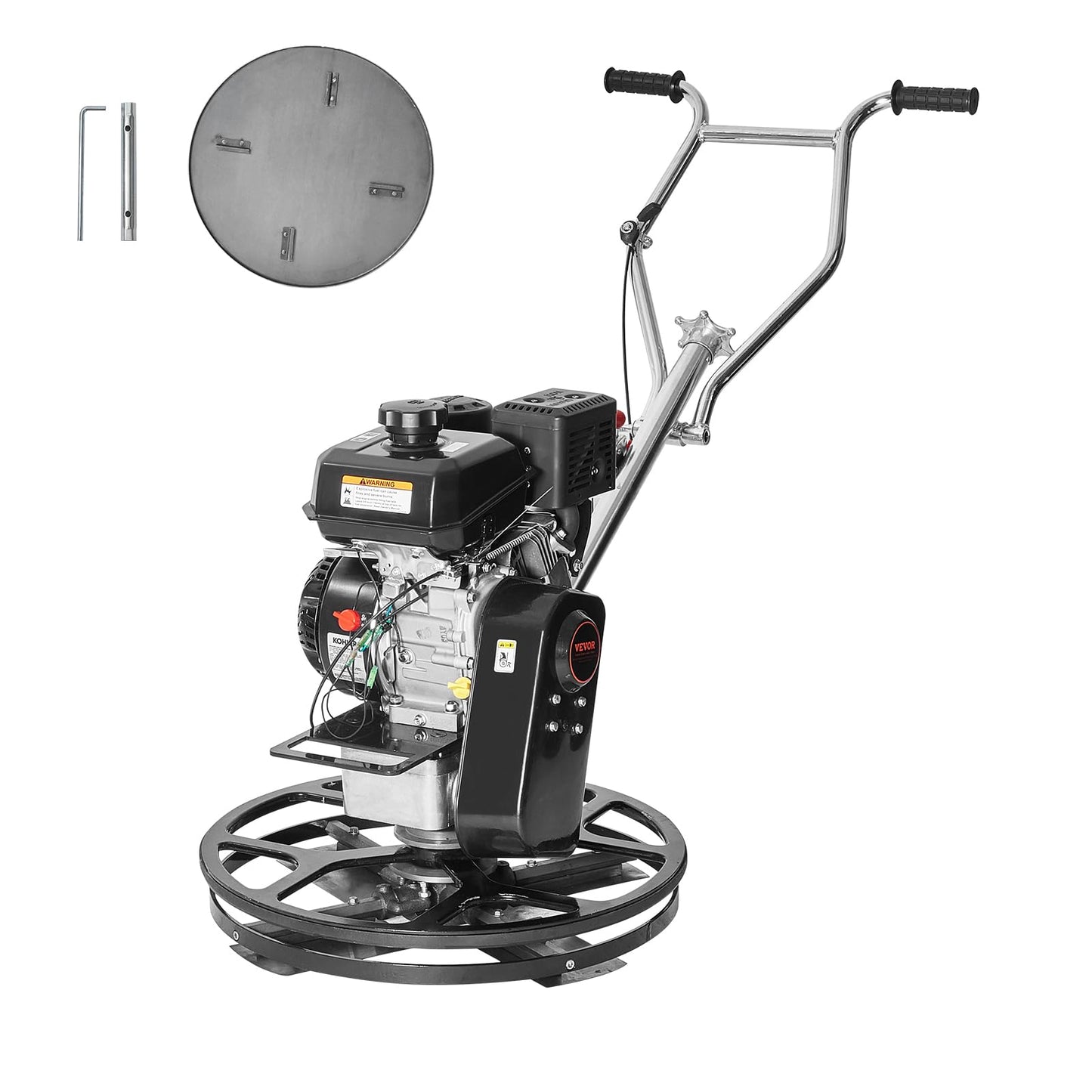 VEVOR Power Trowel 24 inch, 6HP Gas-Powered Smooth Concrete with Float Pan, Heavy Duty Commercial Screed Concrete Cement with Finishing Blade