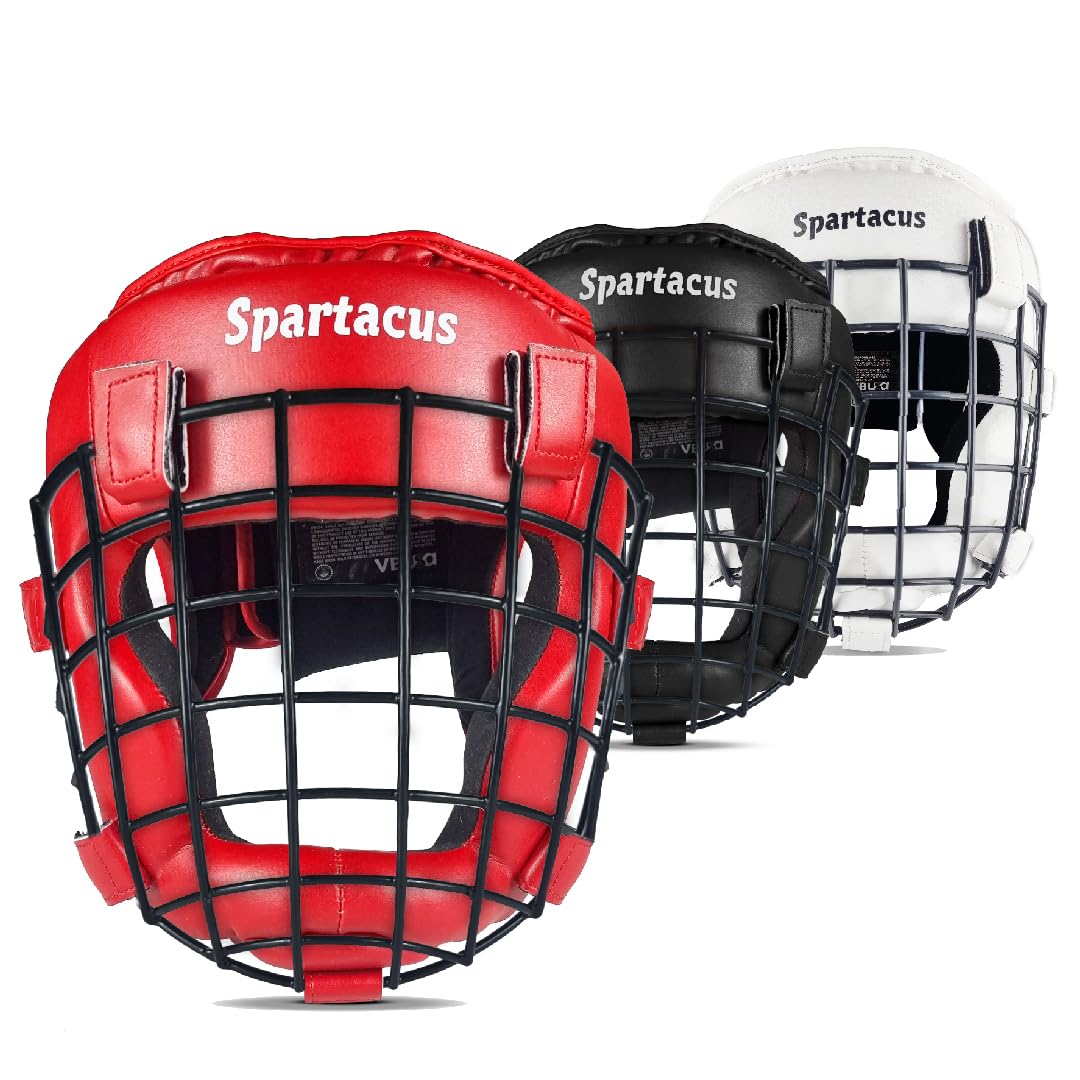 Victorbudo USA Boxing Headgear MMA Muay Thai, Removable Face Grill, Head Gear for Sparring Grappling Martial Arts Kickboxing Karate Taekwondo BJJ Training Head Guard (Red, Large)