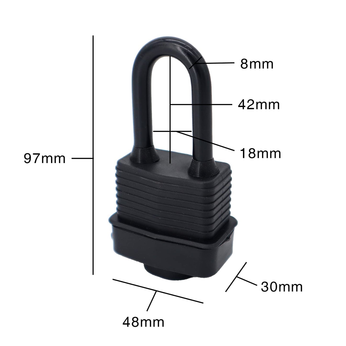 SafiSwords Waterproof Padlocks Keyed Alike for Outdoor use, Covered Heavy Duty Laminated Steel Lock, 1-9/16 Inch. Wide, Long Padlock, Pack of 6