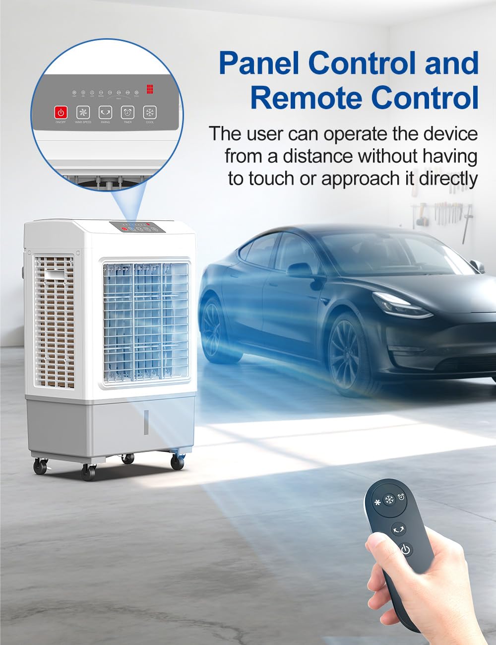 Large Swamp Cooler Air Conditioner, 3 Speeds&3 Ice Boxes, Portable Cooling Fan for Garage Outdoor Indoor Large