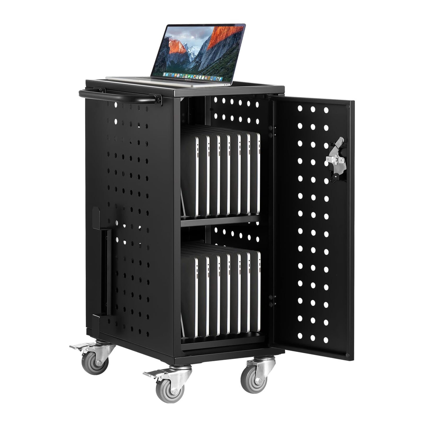 VEVOR 16 Device Charging Station with Lock & Key, Mobile Charging Cart for Chromebook, iPads, Tablet and Laptop, Up to 15.6 in Screen Size, Office and Classroom Locking Charging Station