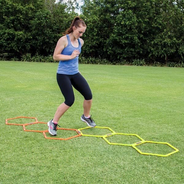 Hex Agility Rings for Speed Training & Agility Footwork Training Speed Hurdles Ladder with Carrying Bag (12 Rings)
